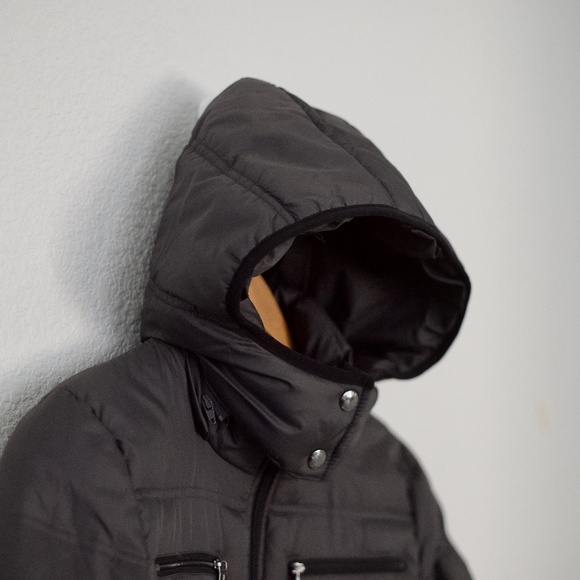 MICHAEL Michael Kors Detachable Hooded Down/Feather Maxi Puffer Gray Jacket XS - Picture 8 of 16